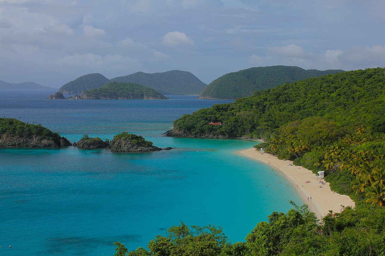 White sand and turquoise water at Trunk Bay, St. John